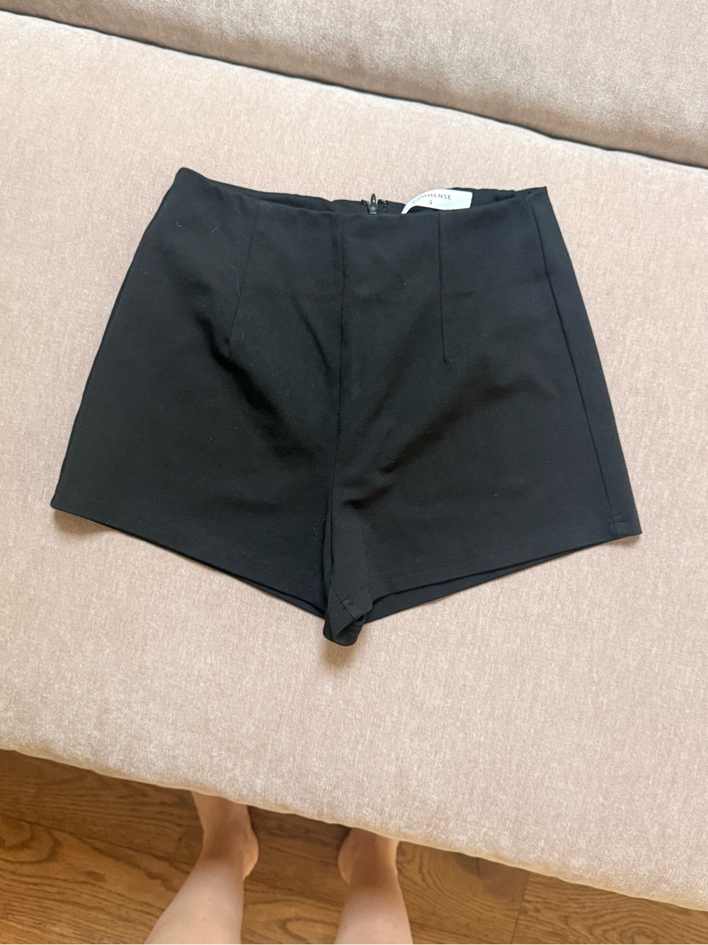 Commense Black Micro Shorts with Back Zip